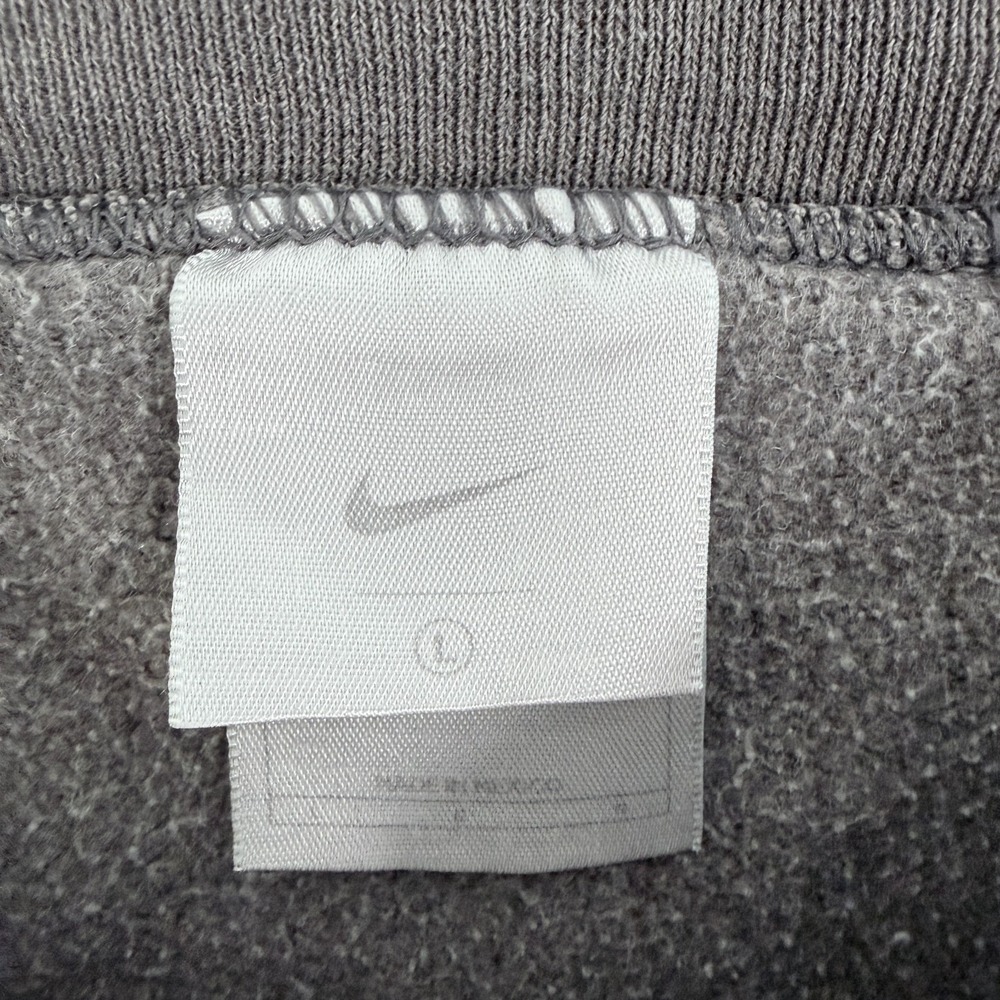 Vintage Nike Sweatshirt Mens L Gray Mini Swoosh Logo Embroidered Fleece Pullover - Picture 4 of 10